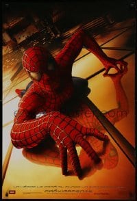 1z874 SPIDER-MAN int'l Spanish language teaser DS 1sh 2002 Tobey Maguire climbing building, Marvel!