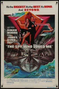 1z883 SPY WHO LOVED ME 1sh 1977 great art of Roger Moore as James Bond by Bob Peak!