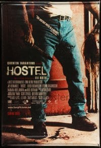 1z117 HOSTEL vinyl banner 2005 Jay Hernandez, image of person in chains, Eli Roth gore-fest!