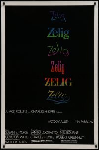 1z998 ZELIG 1sh 1983 Mia Farrow, John Buckwalter, wacky Woody Allen directed mockumentary!