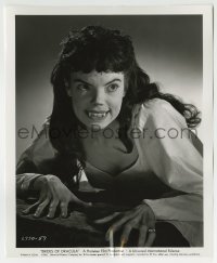 2a238 BRIDES OF DRACULA 8.25x10 still 1960 best c/u of vampire Andree Melly showing her fangs!