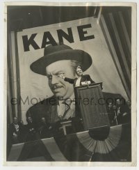 2a293 CITIZEN KANE 8.25x10 still 1941 classic image of Orson Welles at rally with giant poster!