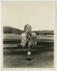 2a435 FOLLOW THRU 8x10 still 1930 Thelma Todd lining up a golf putt her unique way by Schoenbaum!