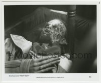 2a454 FRIGHT NIGHT 8x10 still 1985 close up of vampire monster Chris Sarandon laying in coffin!