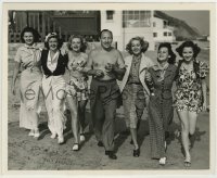 2a612 LIONEL ATWILL/RITA HAYWORTH 8.25x10 still 1937 strolling on the beach with 5 other girls!