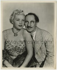 2a628 LOVE HAPPY 8.25x10 still 1949 c/u of leering Groucho Marx cuddling up to sexy blonde!