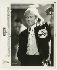 2a703 NATURAL 8.25x10.25 still 1984 close up of smiling Robert Redford wearing his baseball jacket!