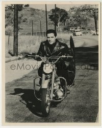 2a798 ROUSTABOUT TV 8x10 still R1980 great close up of Elvis Presley riding his motorcycle!