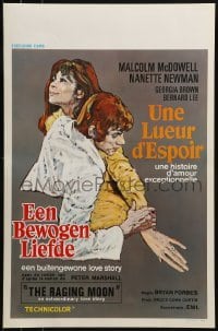 2b803 LONG AGO TOMORROW Belgian 1971 art of Malcolm McDowell & Nanette Newman, The Raging Moon!