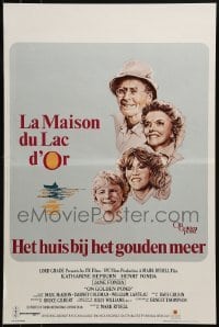 2b819 ON GOLDEN POND Belgian 1981 art of Hepburn, Henry Fonda, and Jane Fonda!