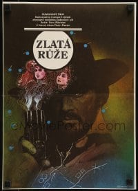 2b113 YELLOW ROSE Czech 12x17 1983 striking cowboy western art of cast by Zdenek Ziegler!