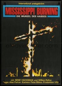 2b441 MISSISSIPPI BURNING East German 23x32 1989 Gene Hackman, Willem Dafoe, burning cross!