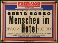 2b337 GRAND HOTEL German 14x19 1933 Greta Garbo, Barrymore, Excelsior theater advertisement!