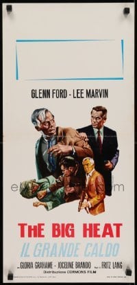 2b471 BIG HEAT Italian locandina R1968 Tarantelli art of Glenn Ford & Lee Marvin, Fritz Lang!