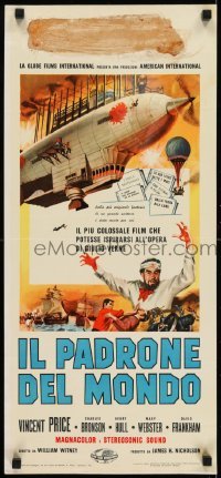 2b511 MASTER OF THE WORLD Italian locandina 1961 Verne, Price, cool art of enormous flying machine!