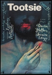 2b604 TOOTSIE Polish 27x38 1984 Dustin Hoffman, different Walkuski art of man with lipstick!