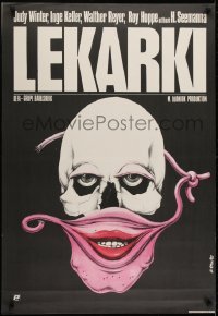 2b620 WOMEN DOCTORS Polish 26x38 1985 bizarre Jakub Erol art of skull w/female mask!