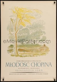2b642 YOUNG CHOPIN Polish 23x34 1952 Mlodosc Chopina, cool artwork by W. Daszewski!