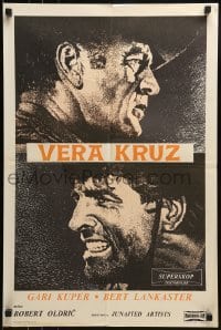 2b391 VERA CRUZ Yugoslavian 19x28 1955 best close up artwork of cowboys Gary Cooper & Burt Lancaster!