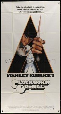 2c664 CLOCKWORK ORANGE int'l 3sh 1972 Stanley Kubrick classic, Castle art of Malcolm McDowell!