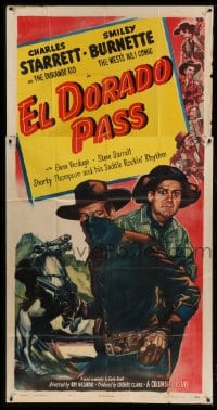 2c692 EL DORADO PASS 3sh 1948 art of Charles Starrett as The Durango Kid + Smiley Burnette!
