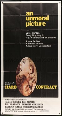 2c730 HARD CONTRACT 3sh 1969 sexy close up of James Coburn & Lee Remick in an unmoral picture!