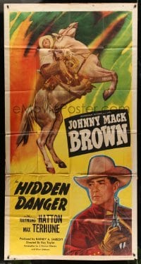 2c739 HIDDEN DANGER 3sh 1948 cool full-length image of Johnny Mack Brown on rearing horse!
