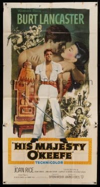 2c742 HIS MAJESTY O'KEEFE 3sh 1954 great montage of Burt Lancaster & sexy Joan Rice in Fiji!