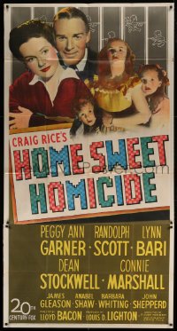2c745 HOME SWEET HOMICIDE 3sh 1946 Randolph Scott, Peggy Ann Garner, Stockwell, Bari, Marshall!