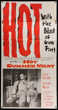 2c746 HOT SUMMER NIGHT 3sh 1956 Leslie Nielsen & Colleen Miller in a drama of a Gangland hide-out!