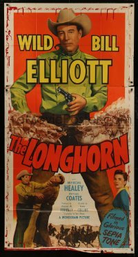 2c783 LONGHORN 3sh 1951 huge full-length image of Wild Bill Elliott with gun, Phyllis Coates