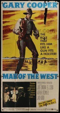 2c798 MAN OF THE WEST 3sh 1958 Anthony Mann, Cooper's role that fits him like a gun fits a holster!
