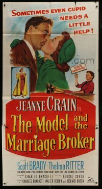 2c811 MODEL & THE MARRIAGE BROKER 3sh 1952 Scott Brady kisses Jeanne Crain, smoking Thelma Ritter!