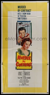 2c814 MURDER BY CONTRACT 3sh 1959 Vince Edwards prepares to strangle woman with necktie!