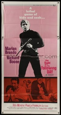2c824 NIGHT OF THE FOLLOWING DAY 3sh 1969 Marlon Brando, Richard Boone, lethal game of hide & seek!