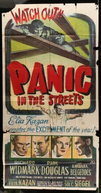 2c841 PANIC IN THE STREETS 3sh 1950 Richard Widmark, Walter Jack Palance, Elia Kazan film noir!