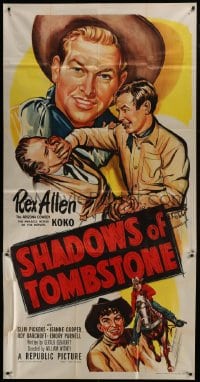 2c887 SHADOWS OF TOMBSTONE 3sh 1953 cool art of Arizona cowboy Rex Allen beating up bad guy!