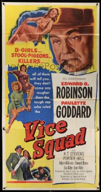 2c963 VICE SQUAD 3sh 1953 Edward G. Robinson, B-girls, stool-pigeons, killers, film noir!