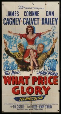 2c976 WHAT PRICE GLORY 3sh 1952 art of James Cagney, Corinne Calvet, & Dan Dailey, John Ford!