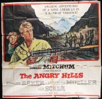 2c297 ANGRY HILLS 6sh 1959 Robert Aldrich, cool artwork of Robert Mitchum with big machine gun!