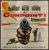 2c299 AT GUNPOINT 6sh 1955 Fred MacMurray, really cool huge artwork image of smoking gun!