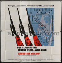2c329 EXECUTIVE ACTION 6sh 1973 Burt Lancaster, Robert Ryan, JFK assassination, rifle & map art