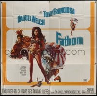 2c330 FATHOM 6sh 1967 cool montage art with sexy nearly-naked Raquel Welch in skydiving harness!