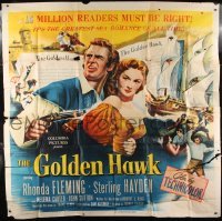 2c342 GOLDEN HAWK 6sh 1952 art of pretty Rhonda Fleming & swashbuckling Sterling Hayden!