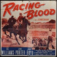 2c396 RACING BLOOD 6sh 1954 huge image of jockey Jimmy Boyd riding horse at race!