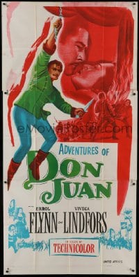 2c065 ADVENTURES OF DON JUAN Indian 3sh R1950s Errol Flynn made history when he made love to Lindfors!
