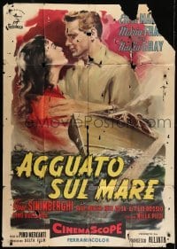 2c450 AGGUATO SUL MARE Italian 1p 1960 Cesselon art of Ettore Manni & Maria Feau over ship!