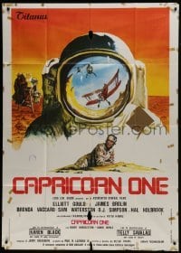 2c467 CAPRICORN ONE Italian 1p 1978 cool different art, what if the moon landing never happened!