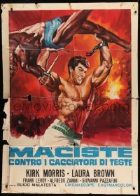 2c468 COLOSSUS & THE HEADHUNTERS Italian 1p R1970s Maciste contro I cacciatori di teste, cool art!