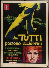 2c492 EVERYBODY WANTS TO KILL ME Italian 1p 1957 Fratini art of murderer standing over victim!